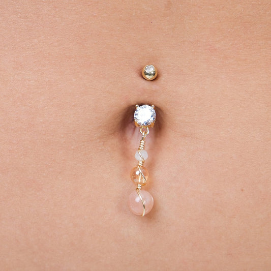 The "Divine Feminine" Peach Moonstone Belly Ring