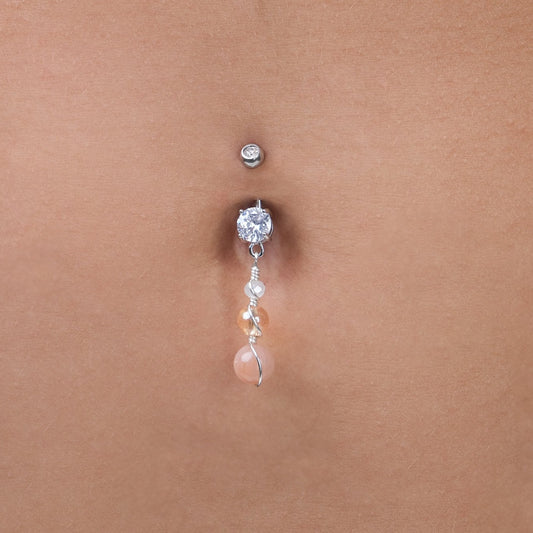 The "Divine Feminine" Peach Moonstone Belly Ring